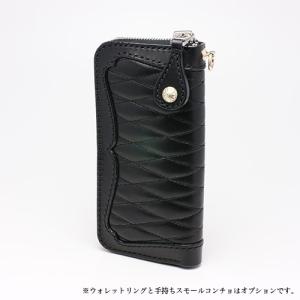 ラウンドジップウォレット ダイヤモンドステッチ 白ステッチ ラウンド