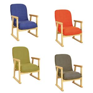 高座椅子 ミドルタイプ 座椅子 椅子 リクライニング 肘掛け 和室 チェア リクライニングチェア グリーン EMT-7101GN｜beads-sofa