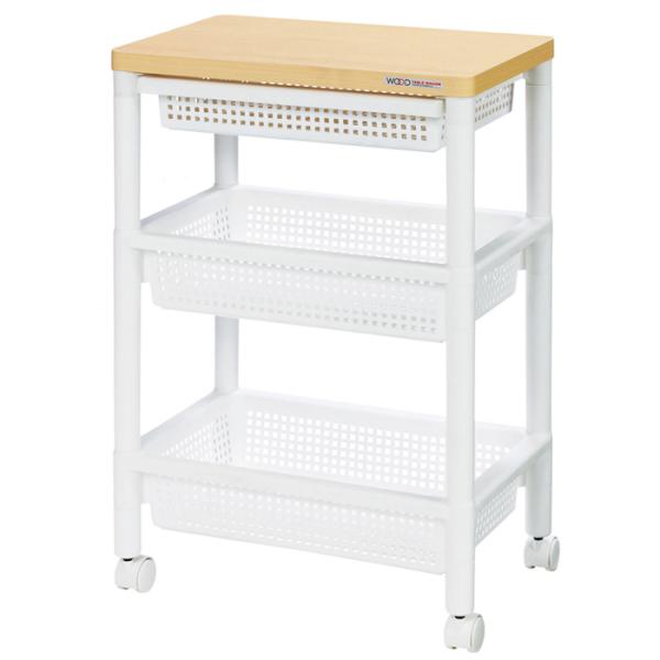 ワゴン 引出 引き出し キッチン リビング オフィス 美容室 収納 / 引出付ウッドテーブルワゴン3...