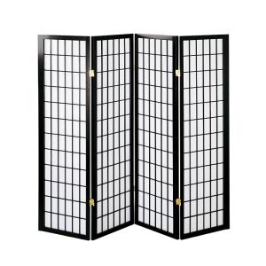 和風衝立 4連 高さ150cm 目隠し 間仕切り パーテーション スクリーン 仕切り モダン 四面 四連 和室 格子 こだま (ブラック) KOE-0051KDM