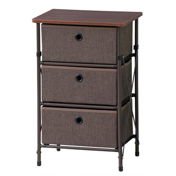 チェスト 3段 木製天板 収納 ランドリー収納 ローチェスト 衣類収納 小物 ブラウン MAZUK-...