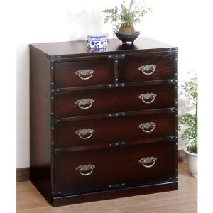 タンス チェスト 民芸調 家具 引き出し 収納 4段 天然木 桐 高さ70