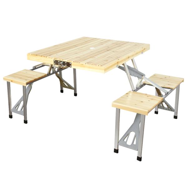 ピクニックテーブル 木製 折りたたみ アウトドアテーブル 折り畳み式 レジャーテーブル バーベキュー...