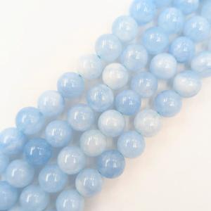 アクアマリン ラウンド 8mm 天然石 連売り 1連37cm 47粒 藍石 ビーズ パワーストーン 青 ブルー 水色 ブレスレット 数珠 ビーズクラブ