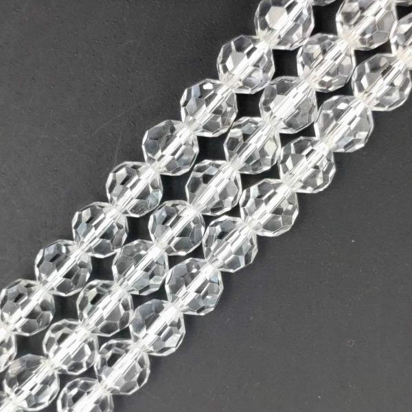 水晶 クリスタル 多面カット 8mm 連売り 約50玉 透明 クリア 1連 天然石 ブレスレット 浄...