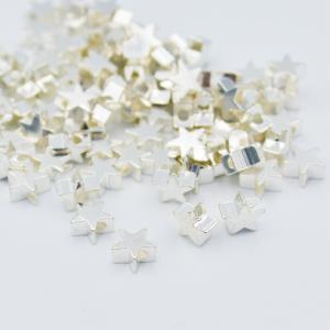 50個 ロンデル メタルビーズ 星 シルバー 5mm ピアス イヤリング ビーズクラブ