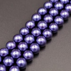 一連 約40cm シェルパール ブルー ラウンド 8mm 連売り シェル パール 貝 パワーストーン ブレスレット 天然石 ビーズクラブ…の商品画像