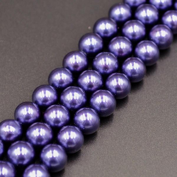 一連 約40cm シェルパール ブルー ラウンド 8mm 連売り シェル パール 貝 パワーストーン...