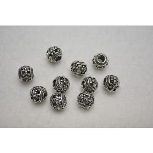 ロンデル 球形 透かし花 6輪 大穴 シルバー 10mm 1...