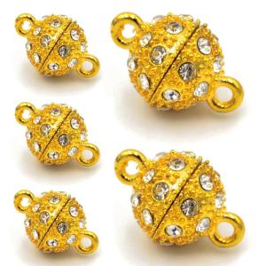 5個 マグネット式クラスプ ラインストーン 石付 18mm ゴールド 留め金具 留めパーツ ブレスレット ネックレス ビーズクラブ