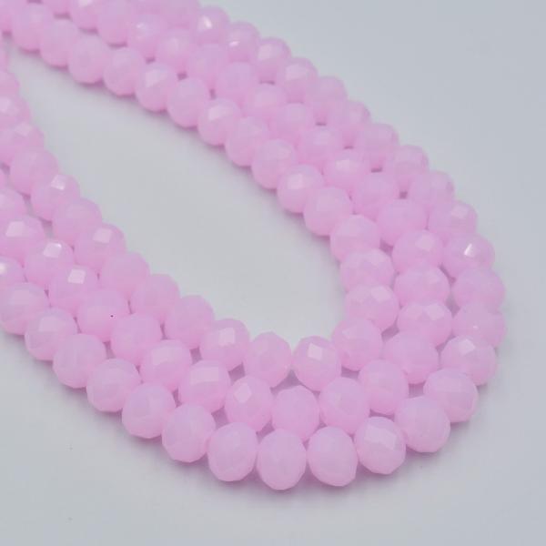 ビーズクラブ ガラスビーズ ボタンカット No.46 8mm 薄ピンク 連売り ビーズパーツ ネック...