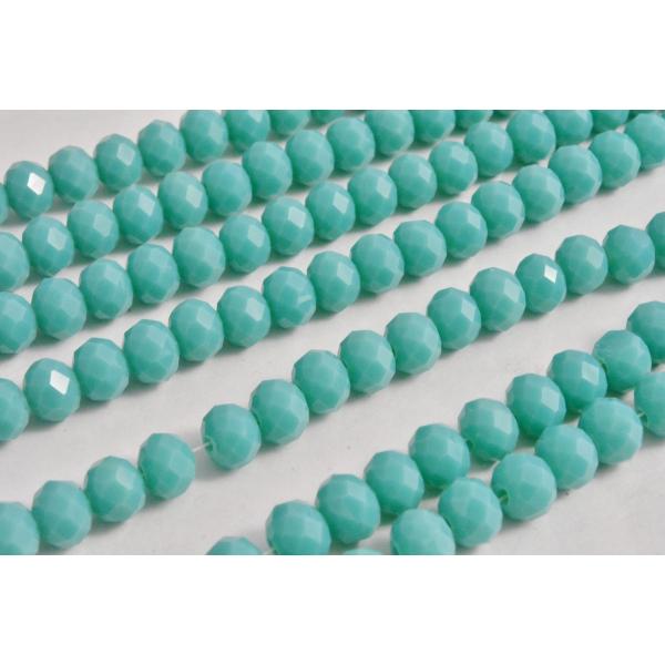 ビーズクラブ ガラスビーズ ボタンカット No.56 8mm 青緑 連売り ビーズパーツ ネックレス...