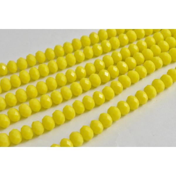 ビーズクラブ ガラスビーズ ボタンカット No.65 8mm イエロー 連売り ビーズパーツ ネック...