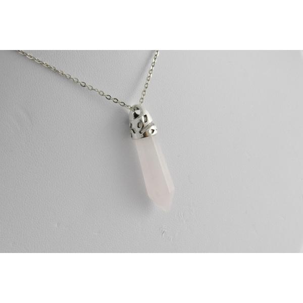 天然石 ペンダントトップ 1個 ローズクォーツ 雫 しずく 銀 金具付 32mm  パワーストーン ...