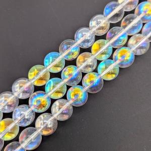 天然石 1連 アクアオーラ クリア ラウンド 10 mm ブレスレット パワーストーン ビーズクラブ