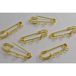 カブトピン ブローチ 小 3穴 金 3個 43mm 素材 パーツ ハンドメイド ビーズクラブ