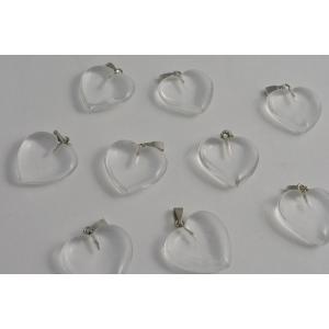 天然石 ペンダントトップ 1個 クリスタル ハート 銀 金具付 20mm  パワーストーン ピアス ...