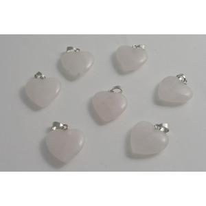 天然石 ペンダントトップ 1個 ローズクォーツ ハート 銀 金具付 20mm  パワーストーン ピア...