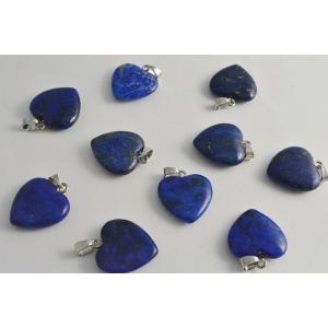 天然石 ペンダントトップ 1個 ラピスラズリ ハート 銀 金具付 20mm  パワーストーン ピアス...