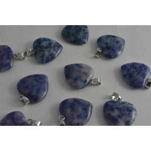 天然石 ペンダントトップ 1個 ソーダライト ハート 銀 金具付 20mm  パワーストーン ピアス...