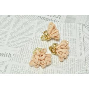 ループ タッセル チャーム ミルクティー 2個 25mm ピアス イヤリング ゴールド 花 パーツ ビーズクラブ