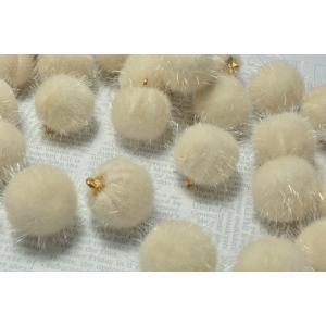 10個 ファーボールチャーム ミルクティー ゴールド 17mm ラウンド ゴールド ハンドメイド パーツ ビーズクラブ