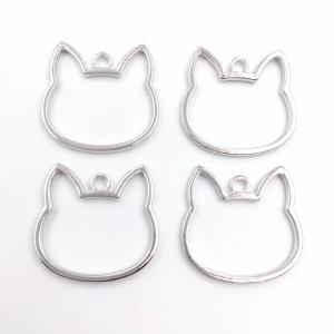 1個 ビーズクラブ レジン枠 ねこ ネコ 銀 シルバー 空枠 フレーム 29mm UVレジン パーツ