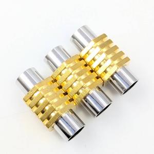5個 ビーズクラブ ヒモ用 マグネットクラスプ NO.6 6角 バイカラー 21mm ブレスレット ネックレス 磁石 留め金具 接続金具 基礎パーツ