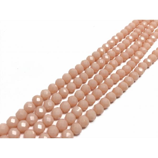 ビーズクラブ ガラスビーズ ボタンカット No.53 6mm ベージュ 連売り ビーズパーツ ネック...