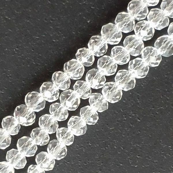 ガラスビーズ ボタンカット No.1 3mm クリア 透明 連売り ビーズパーツ ネックレス ブレス...