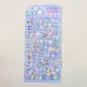 3Dステッカー 立体シール シマエナガ 小鳥 桜 パープル 透明 ドロップ ボンボン ぷくぷく 交換 キラキラ かわいい St-35 ビーズクラブ