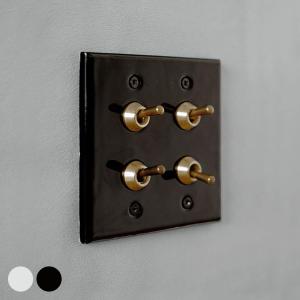 トグルスイッチ 電気スイッチ 真鍮トグル4スイッチ プレート 約120