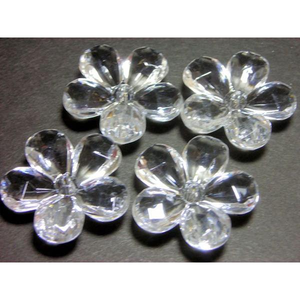 アクリルクリスタルパーツ６　フラワーL　27mm　4ヶ