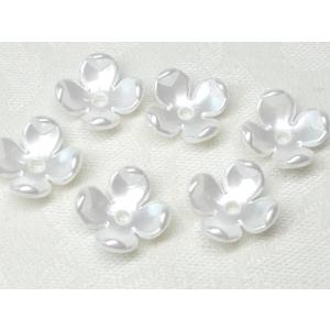 アクリル 花 パール ４弁 (S) １０ＭＭ ６ヶ ビーズ アンド パーツ フラワー ホワイト 白 アクセサリー ハンドメイド｜beadsshopj4