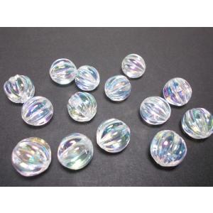クリスタルオーロラ　１４ＭＭメロン玉（Ｌ）１４ケ｜beadsshopj4
