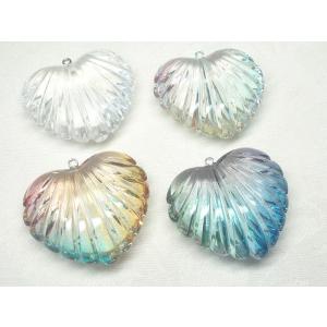 ３４Ｘ３０ＭＭ ハート Ｌ ヒートン 付 １ヶ アンジュール カラー ビーズ アンド パーツ アクリル アクセサリー ハンドメイド｜beadsshopj4