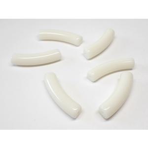 ボウカンビーズ マカロニ 6×26mm 　縞アイボリー 6ヶ