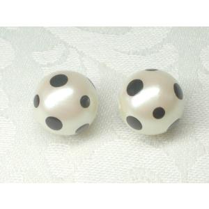 １２ＭＭ 丸 パールドット ビーズ ダルメシアン 柄 ２ヶ アンド パーツ アクセサリー ハンドメード アクリル キスカ ショップ Ｊ４｜beadsshopj4