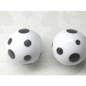 １８ＭＭ 丸 アクリル ドット ビーズ ダルメシアン 柄 ２ヶ アンド パーツ アクセサリー ハンドメード アクリル キスカ ショップ Ｊ４｜beadsshopj4