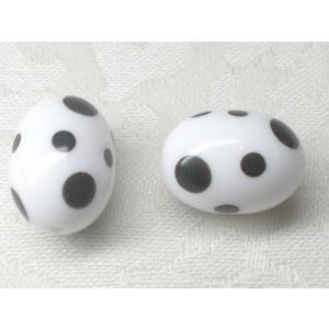 １２Ｘ１６ＭＭ ナツメ アクリル ドット ビーズ ダルメシアン 柄 ２ヶ アンド パーツ アクセサリー ハンドメード アクリル キスカ ショップ Ｊ４｜beadsshopj4
