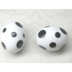 １５Ｘ２０ＭＭ ナツメ アクリル ドット ビーズ ダルメシアン 柄 ２ヶ アンド パーツ アクセサリー ハンドメード アクリル キスカ ショップ Ｊ４｜beadsshopj4