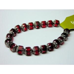 チェコダブルフェイス(シャム消しxシルバー)　6mm　（20ヶ）｜beadsshopj4