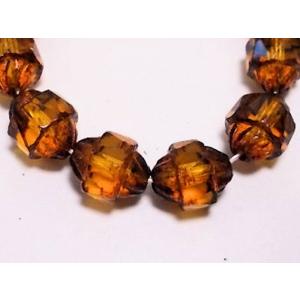 チェコダブルフェイス(トパーズxブラウン)　8x10mm　10ヶ｜beadsshopj4