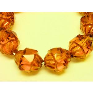 チェコダブルフェイス(トパーズxゴールド)　8x10mm　10ヶ｜beadsshopj4