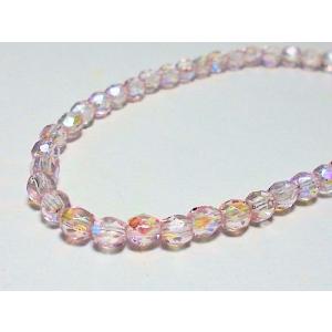 チェコファイアーポリッシュ　4mm　LTローズAB　(40ヶ)｜beadsshopj4