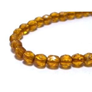 チェコファイアーポリッシュ　4mm  ゴールドライン　トパーズ　(40ヶ)｜beadsshopj4