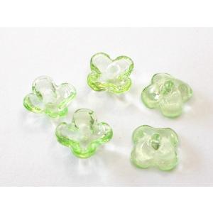 ガラス 4弁花 ペリドット ８mm (６ヶ)  ビーズ アンド パーツ フラワー アクセサリー 手芸 ハンドメイド Ｊ４ 花｜beadsshopj4