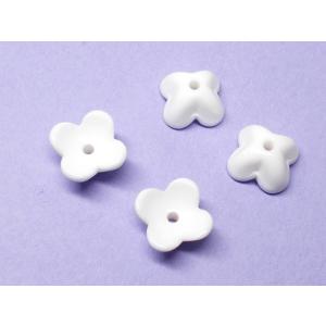 ガラス 4弁花 白 9mm (６ヶ)  ビーズ アンド パーツ フラワー アクセサリー 手芸 ハンド...