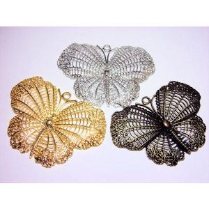 亜鉛合金チャーム　スカシチョウ　46×66mm　1ヶ｜beadsshopj4