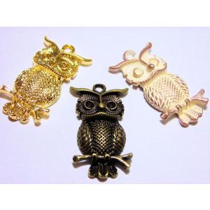 亜鉛合金チャーム　ふくろうL　31×17mm　1ヶ｜beadsshopj4